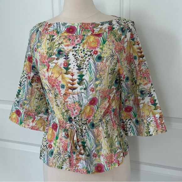 $199 DANIELLE ROLLINS size XS Audrey Top Liberty London  TRESCO WHITE  Fabric - Picture 4 of 9
